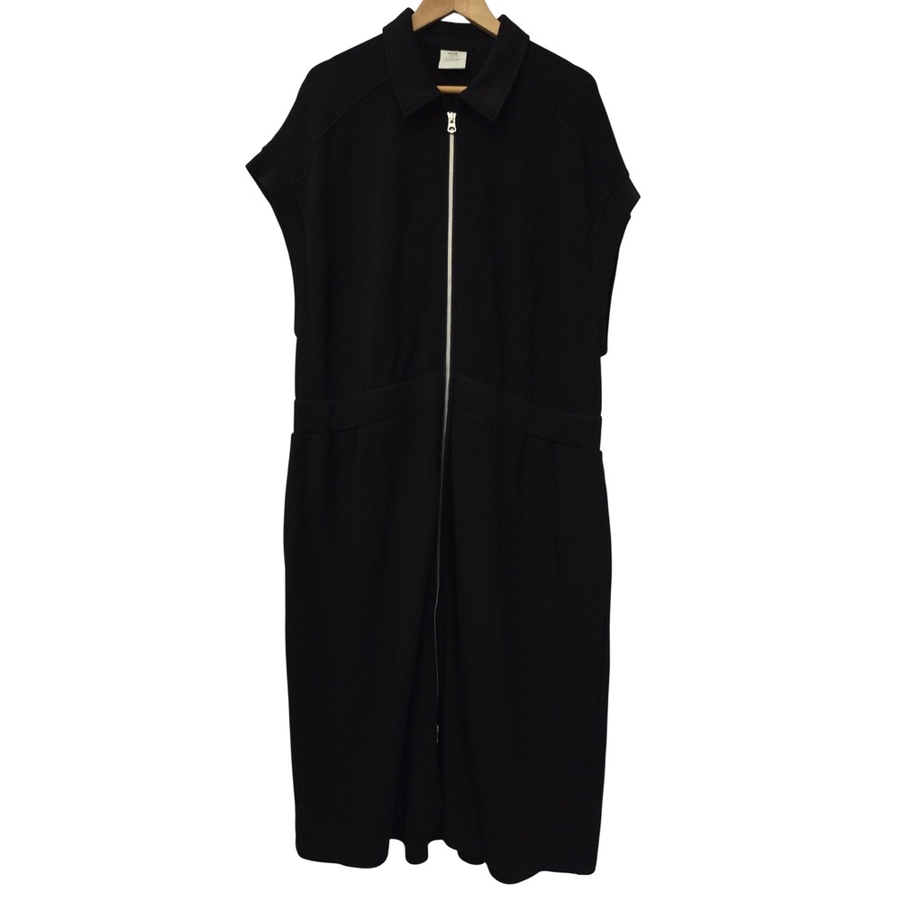 Varley Louisa Zip Through Dress DoubleSoft Women 2X Black $188 VAR01926A